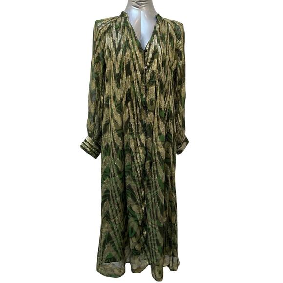 FLAWED NWT CIEBON Seneca Metallic Long Sleeve Midi Dress Women's Size XS - Picture 1 of 4